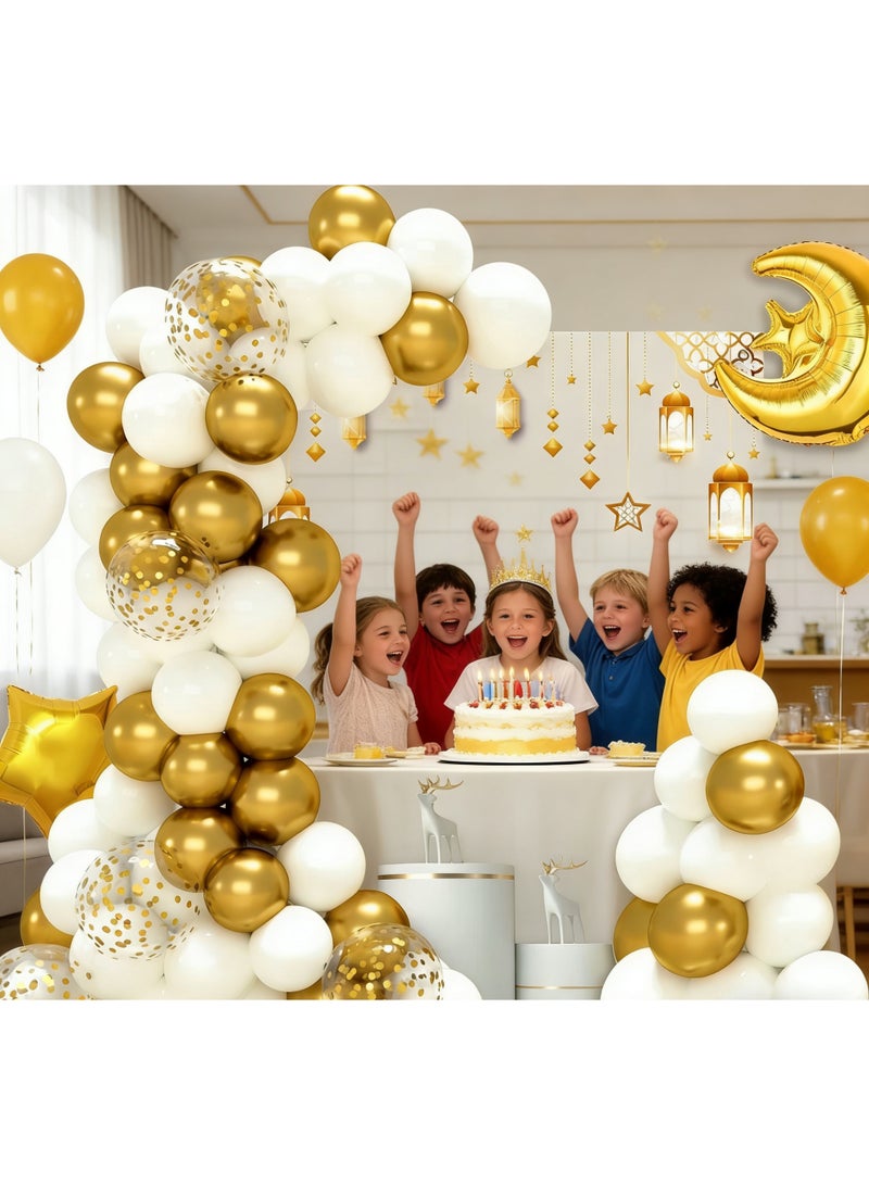 مجموعة قوس البالونات 94 قطعة بمناسبة عيد مبارك - بالونات رمضان المبارك لتزيين الحفلات - مجموعة بالونات اللاتكس لعيد الفطر السعيد لتزيين المنزل والفعاليات الداخلية والخارجية - رمضان كريم عيد مبارك - Image 5